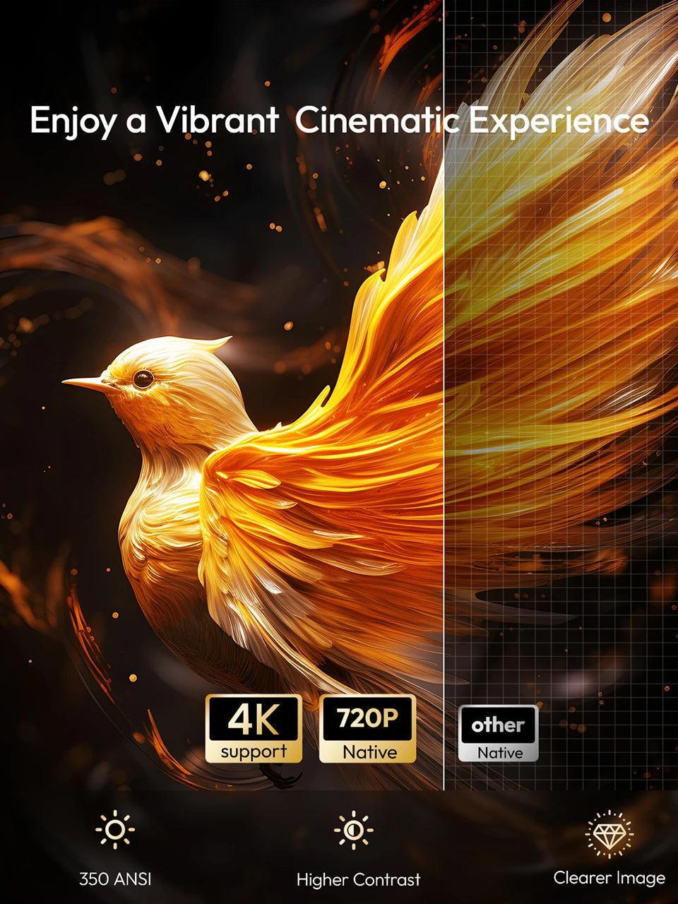 WiFi6 Smart LED Projector 4K Home Cinema