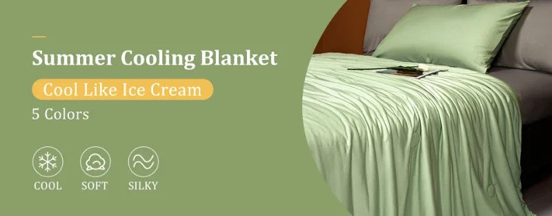 Cooling Ice Silk Summer Blanket – Lightweight Breathable Comforter for Hot Nights