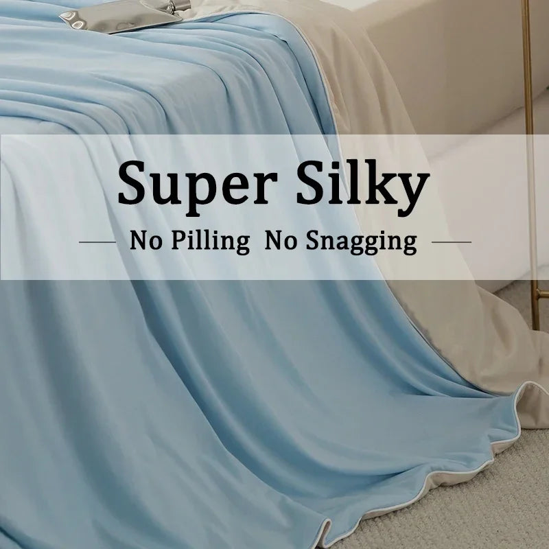 Cooling Ice Silk Summer Blanket – Lightweight Breathable Comforter for Hot Nights