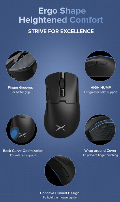 Ergonomic Wireless Precision Mouse – Lightweight 63g with Charging Dock