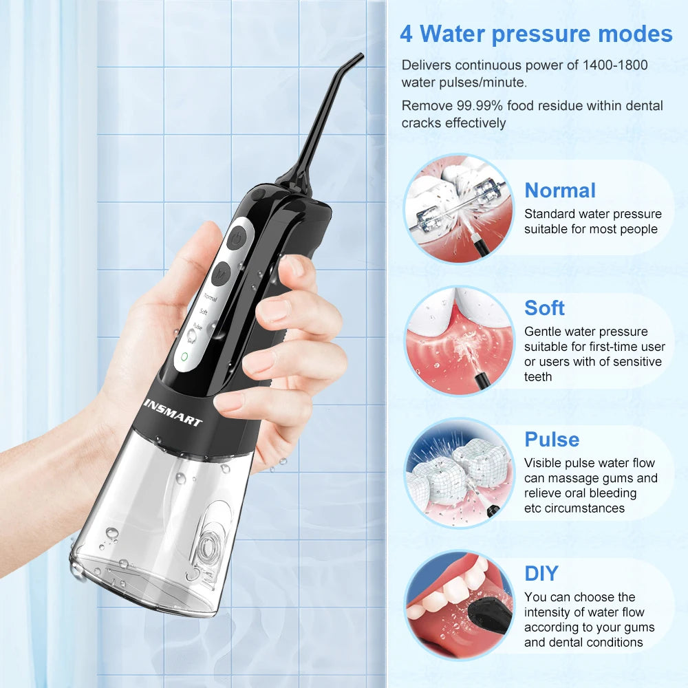 INSMART Water Jet Floss – Waterproof Oral Irrigator for Teeth Cleaning & Whitening