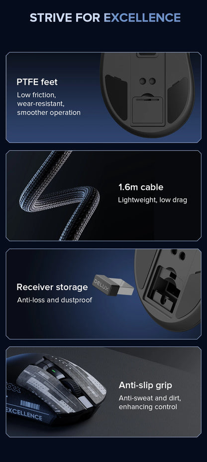 Ergonomic Wireless Precision Mouse – Lightweight 63g with Charging Dock