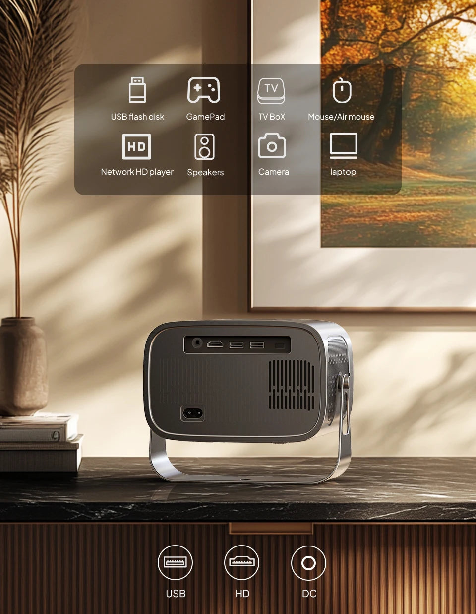 WiFi6 Smart LED Projector 4K Home Cinema