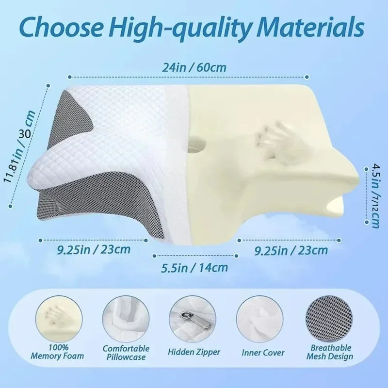 Ergonomic Memory Foam Cervical Pillow – Neck Pain Relief for Side Sleepers