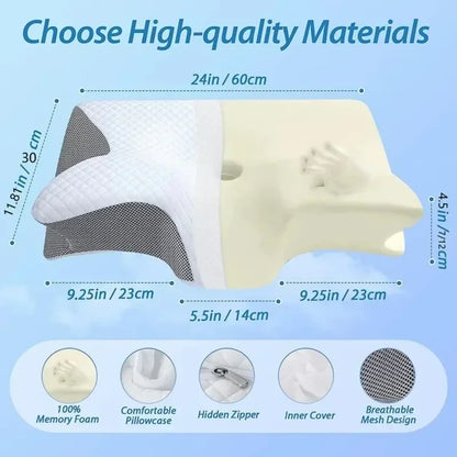 Ergonomic Memory Foam Cervical Pillow – Neck Pain Relief for Side Sleepers