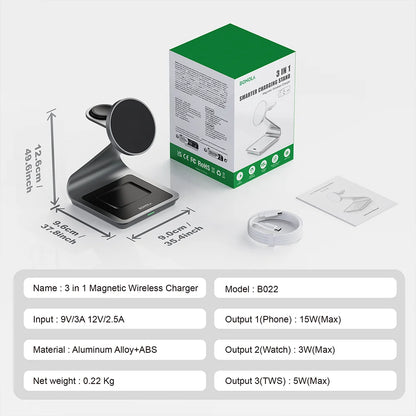 Bonola 3-in-1 Magnetic Wireless Charging Station – 25W Fast Charger Stand for Samsung Phones, Watches & Earbuds”
