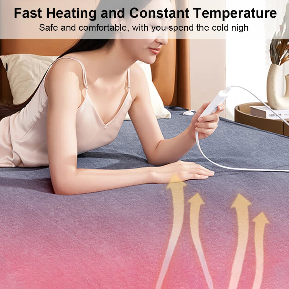 “Winter Electric Heated Mattress Pad – Safe Thermostat Body Warmer with EU Plug