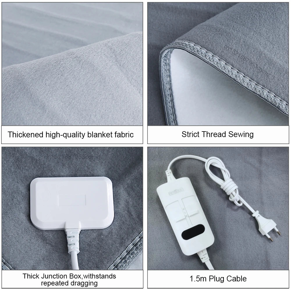 “Winter Electric Heated Mattress Pad – Safe Thermostat Body Warmer with EU Plug