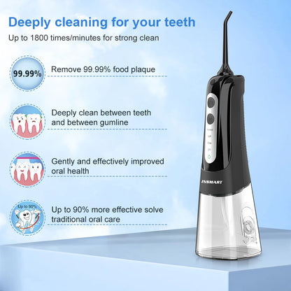 INSMART Water Jet Floss – Waterproof Oral Irrigator for Teeth Cleaning & Whitening