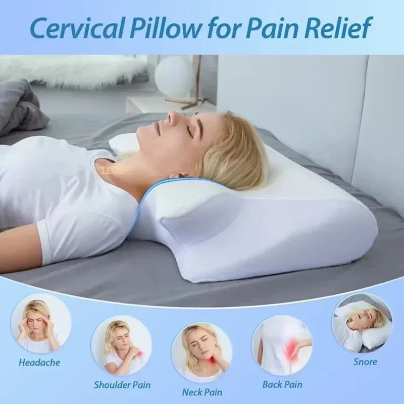 Ergonomic Memory Foam Cervical Pillow – Neck Pain Relief for Side Sleepers